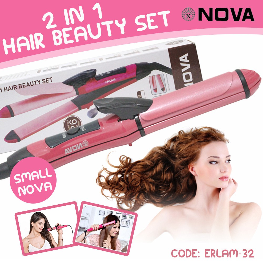 [COD] NOVA 2009 Catokan Rambut Multifungsi 2in1 Lurus dan Keriting Hanya dalam 5 Menit Curly Mini Catok Nova NHC-2009