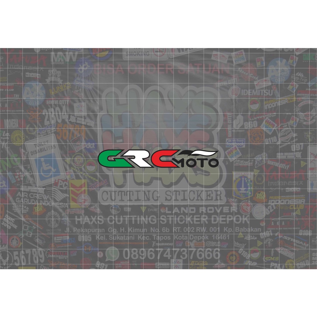 Cutting Sticker GRC Moto Ukuran 8 Cm Untuk Motor dan Mobil