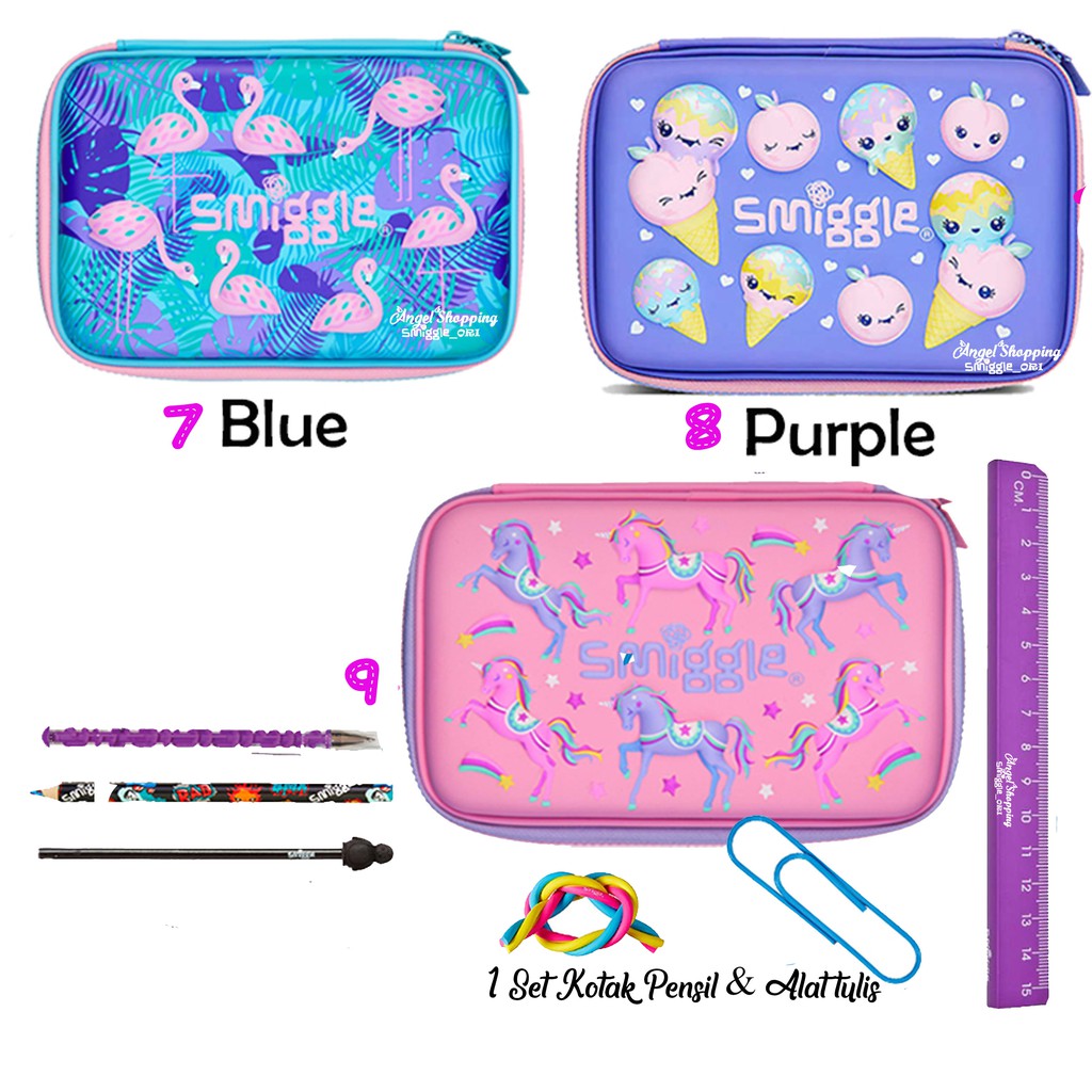  KOTAK  PENSIL  SMIGGLE DOUBLE SLETING 100 ORIGINAL 