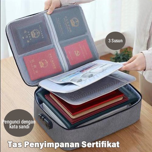 [ BISA COD ] Tas Dokumen Tas Travel Dokumen Document Storage Box dengan Password