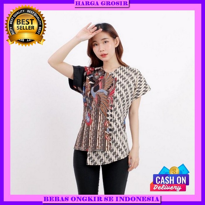 Buju Kerja Perempuan Blus Casual Baju Batik Wanita Atasan Kerja Casual Blouse Cewek Kekinian Buju Ce