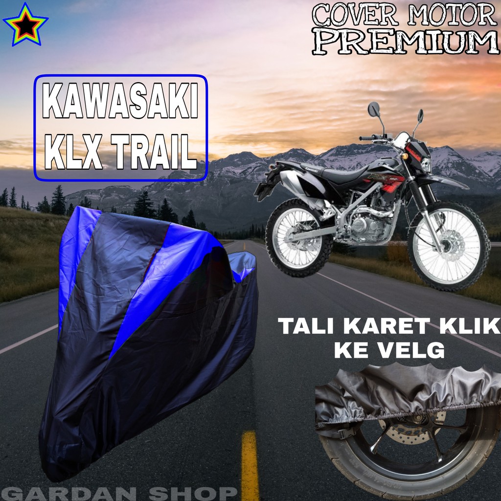 Sarung Motor KAWASAKI KLX TRAIL Hitam BIRU Body Cover Kawasaki PREMIUM