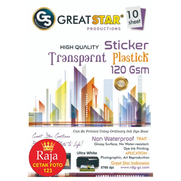 

STICKER TRANSPARANT INKJET 120 GR A4 (PLASTIK/LENTUR)