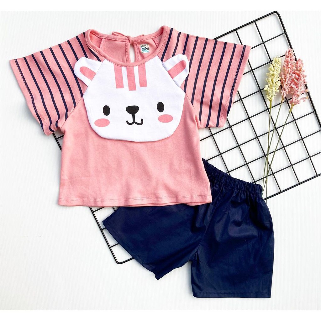 BEAR Baby Doll DRESS Baju Setelan Dress Pergi Lucu Fashion Celana Anak Bayi Perempuan Cewek Murah