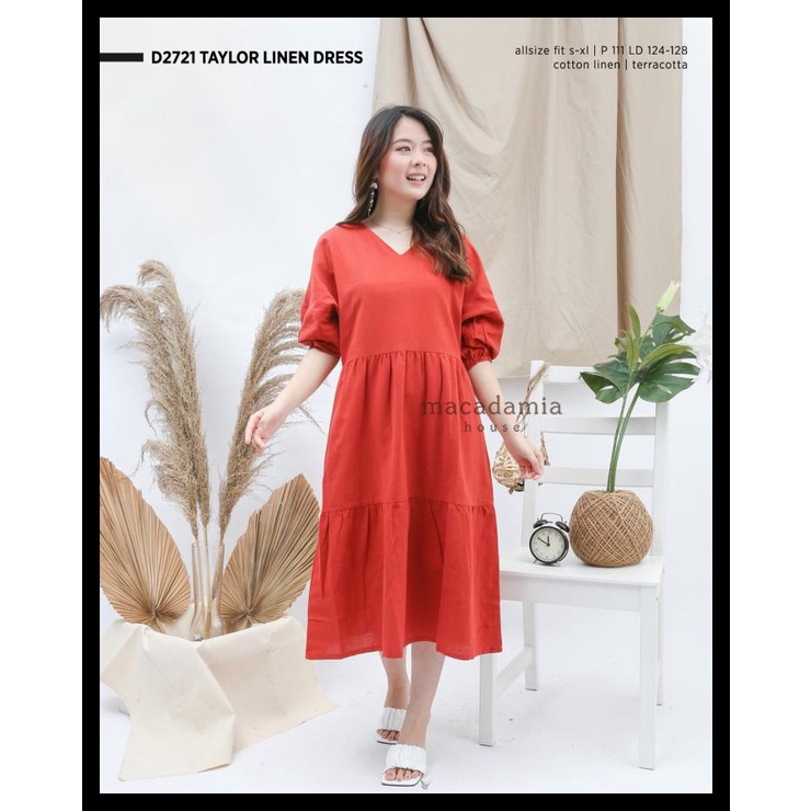 Terbaru D2721 Taylor Linen Dress - Macadamia House - Pink