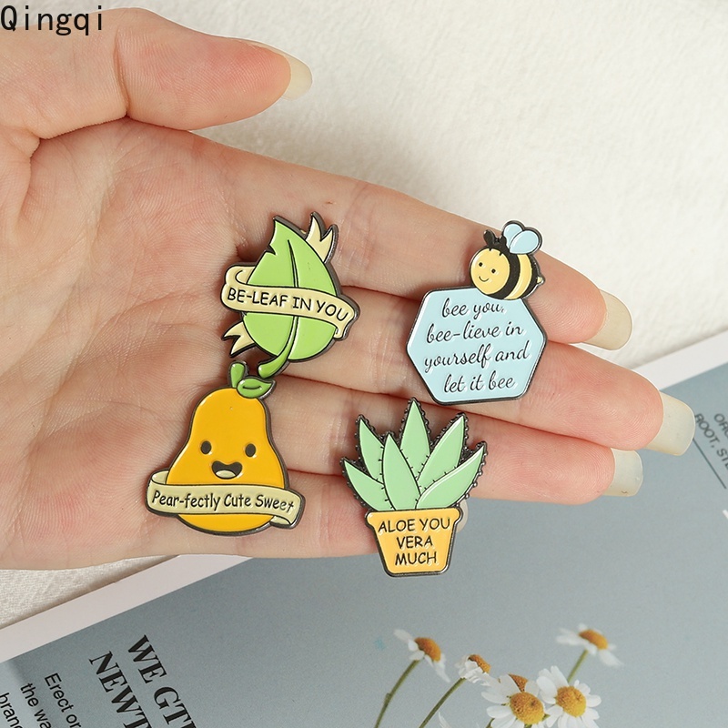 Pun Bros Pin Enamel Desain Lebahdaun Pearlidah Buaya Untuk Unisex