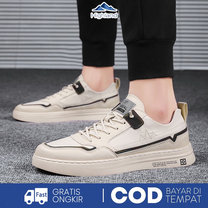 Highland Sepatu Pria Sneakers Kasual Sepatu Santai Sepatu Casual Kets Sekolah Kuliah Kerja MC409