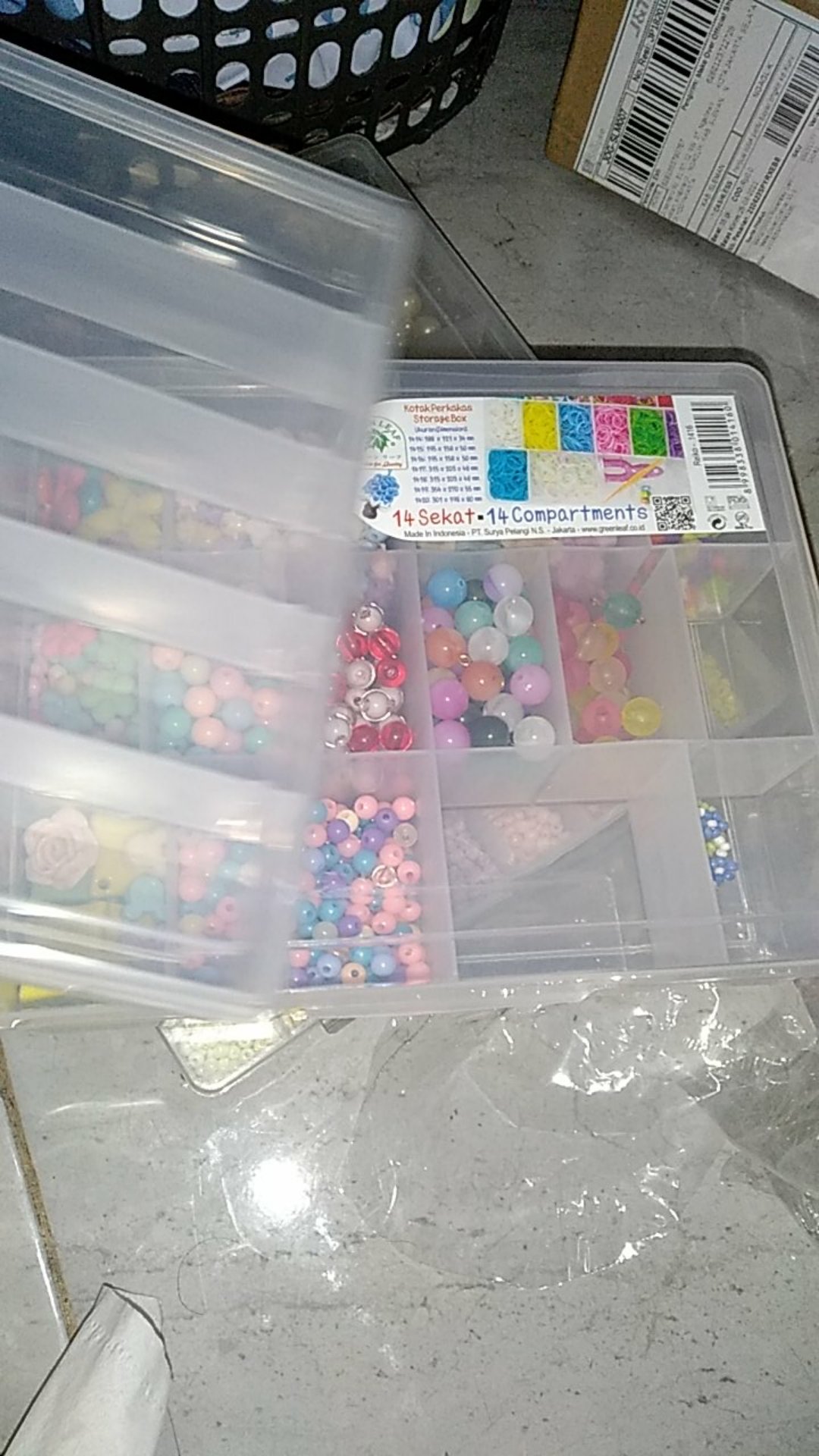 Kotak Perkakas Sekat Green Leaf/ Tempat Sparepart Aksesoris Serbaguna/ Acc /accessoris Reiko 1416