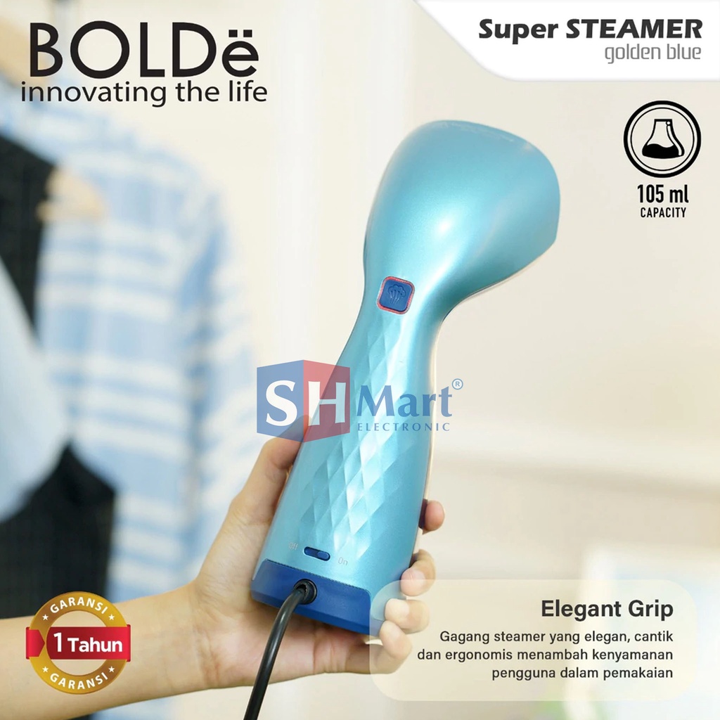 BOLDE SETRIKA UAP TANGAN SUPER STEAMER GOLDEN BLUE ANTI BACTERIA ORIGINAL