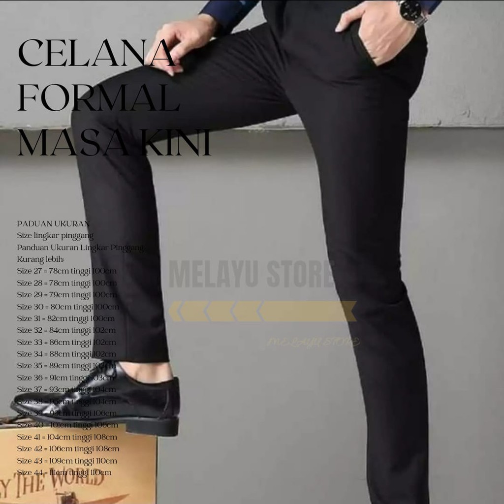 Celana Kantor Formal Kerja Bahan Dasar Pria Slimfit-_