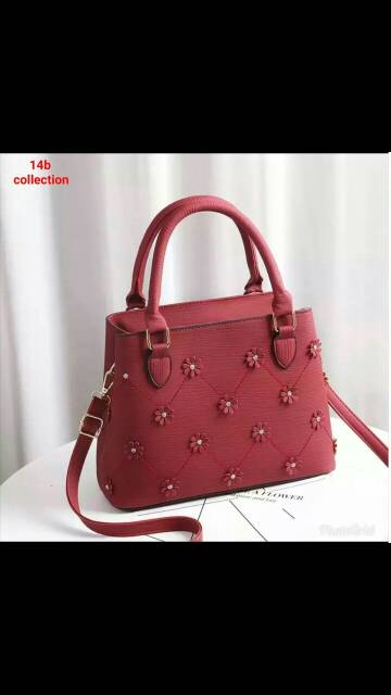 Handbag 14b flower tas selempang wanita cantik tas sedang