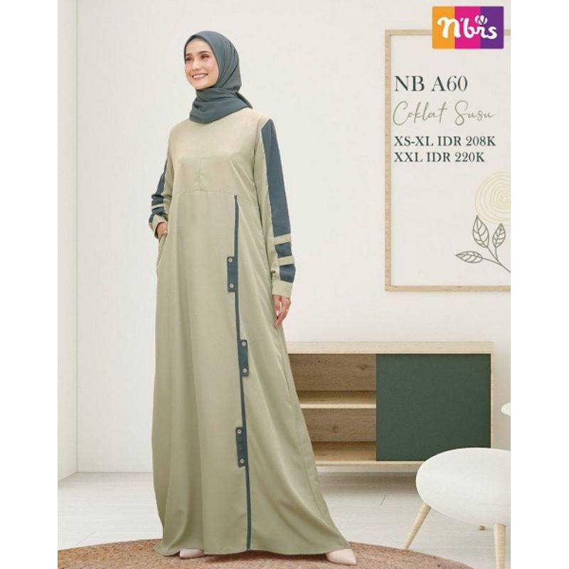 PROMO GAMIS TERBARU NIBRAS NB A60 COKLAT SUSU/GAMIS WANITA DEWASA JUMBO POLOS BUSUI LEBARAN
