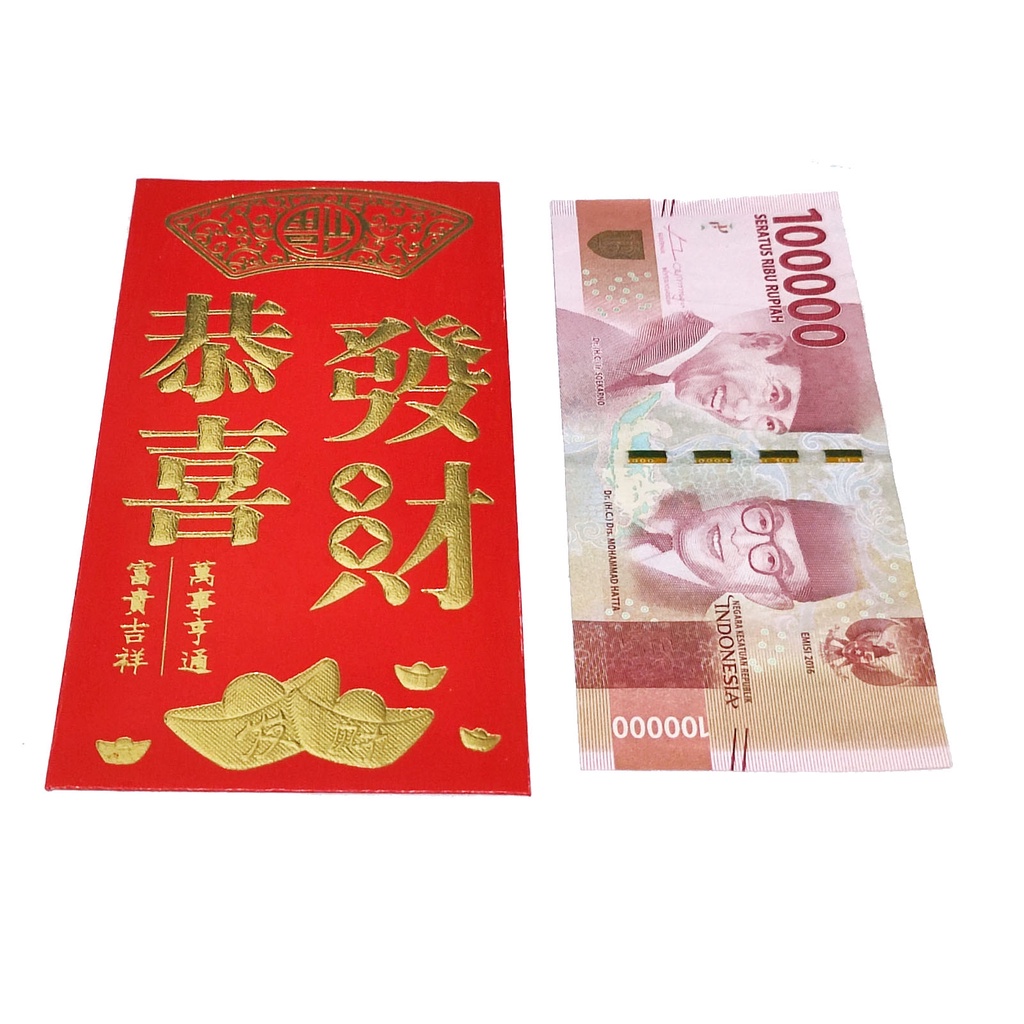 

Kertas Angpao Imlek Hongbao Amplop Merah Tebal Emboss Emas Gong Xi Fat Choi