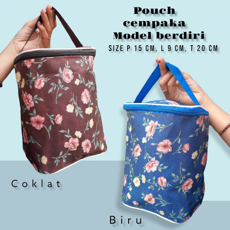 POUCH KOSMETIK MOTIF MODEL BERDIRI