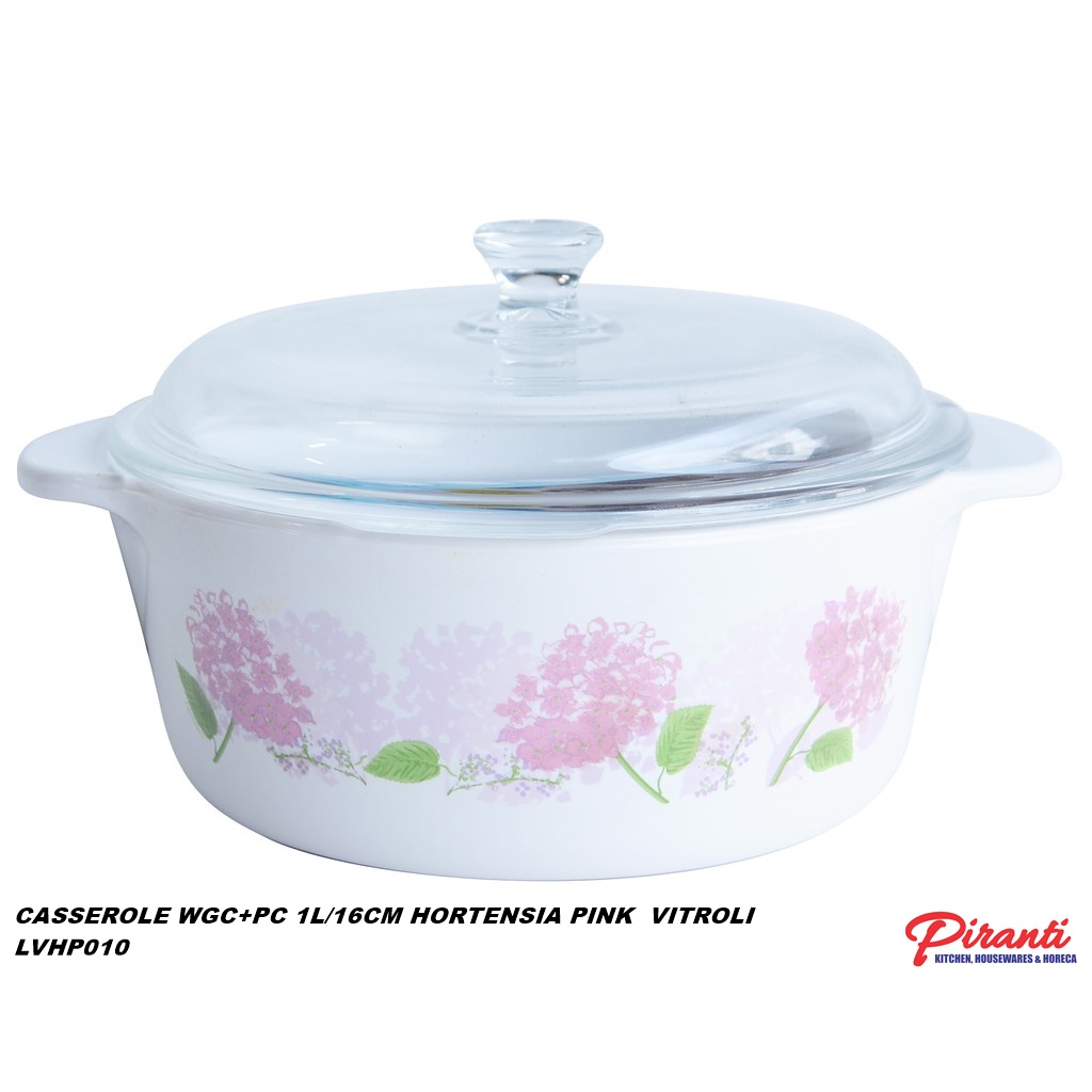 Luminarc Vitroline Panci Casserole Hortensia Pink + Tutup Kaca Set