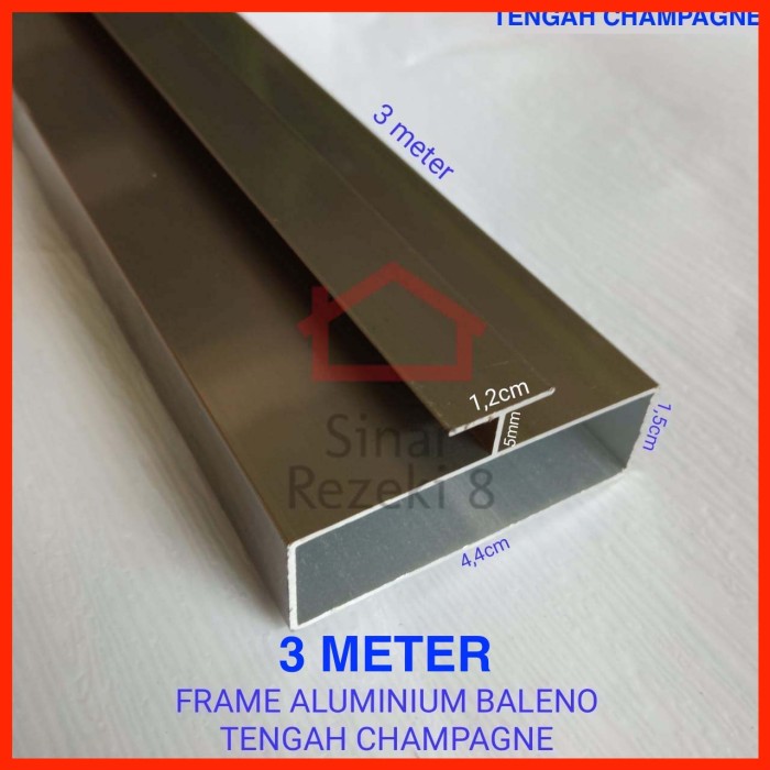 Frame Aluminium Tengah Champagne Profil Lis List Frame Alumunium 3 MTR