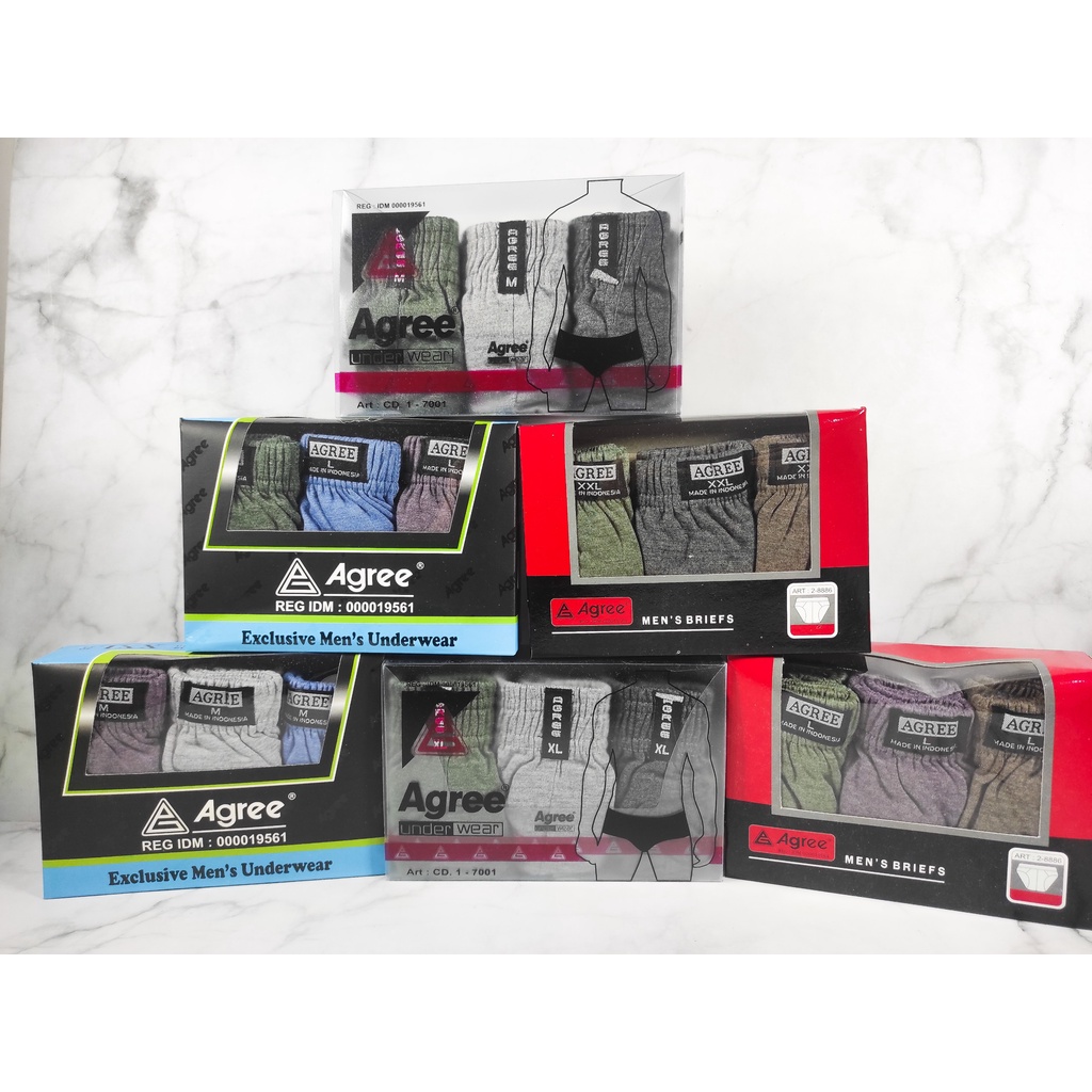 Isi 3 Celana Dalam Agree 2-8886 8889 MAXI 7001 MIKA | CD Pria Dewasa Agree Merah BIRU PUTIH MIKA