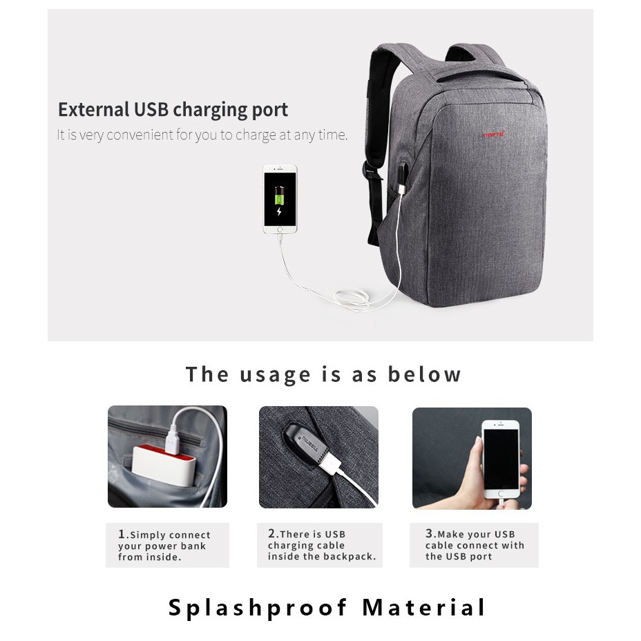 Bag/Tas Laptop Tigernu T-B3237 15.6 Inch Tigernu USB Port 20L Leisure Backpack Laptop Bag ORIGINAL