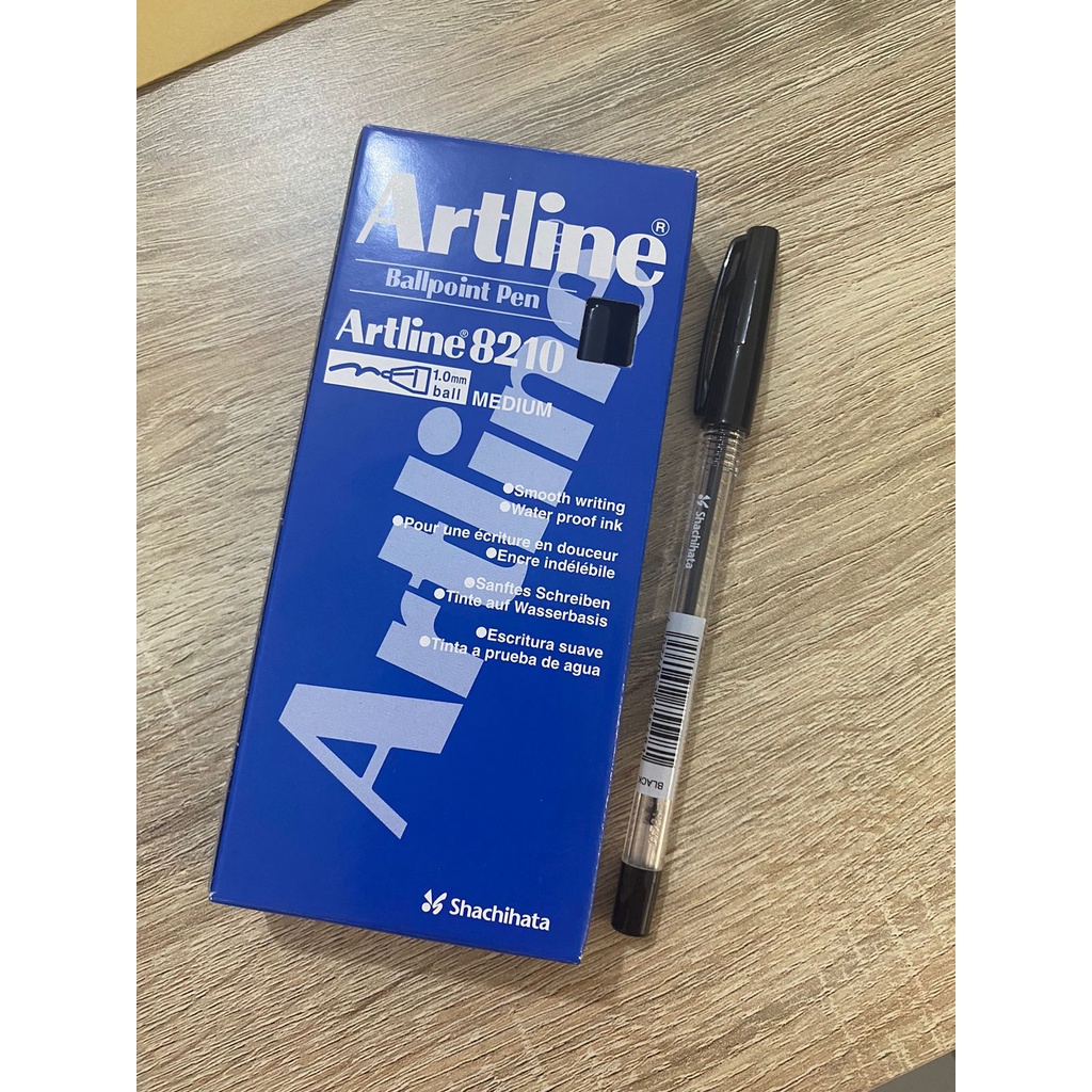 BOLPEN BALLPOINT PEN ARTLINE 8210 1 MM MEDIUM BLACK HITAM ASLI