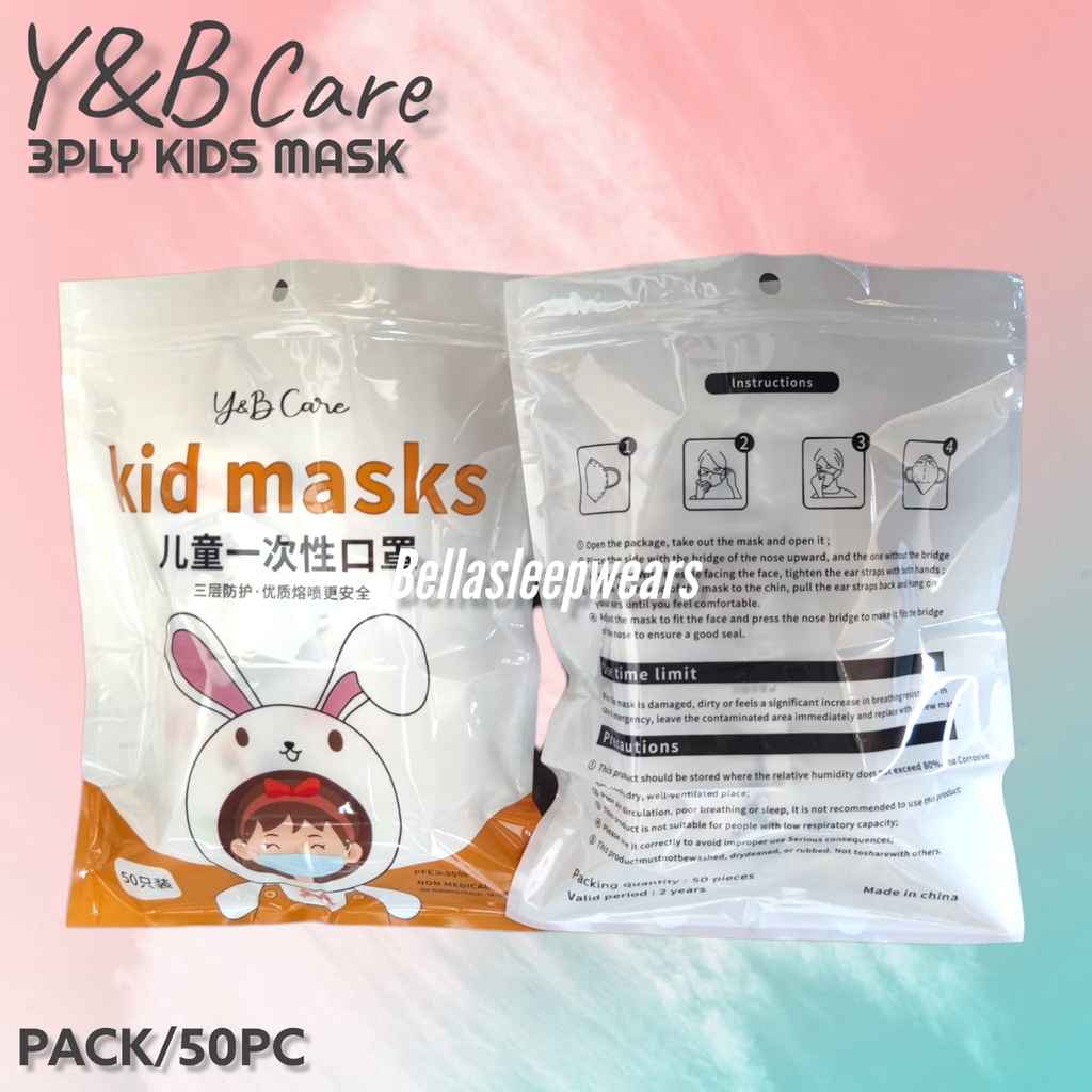 Y&amp;B 3PLY ANAK KOREA PACK ISI 50 - MASKER SURGICAL 3PLY ANAK MOTIF Y&amp;B KIDS CHILD ISI 50PCS EARLOOP KIDS FACE MASK 1 BOX 50 PC