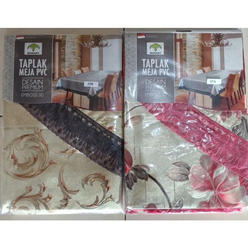 Taplak Meja Anti Air Monary Emboss 3D Size Oval Besar 60x90&quot; / 6 seat