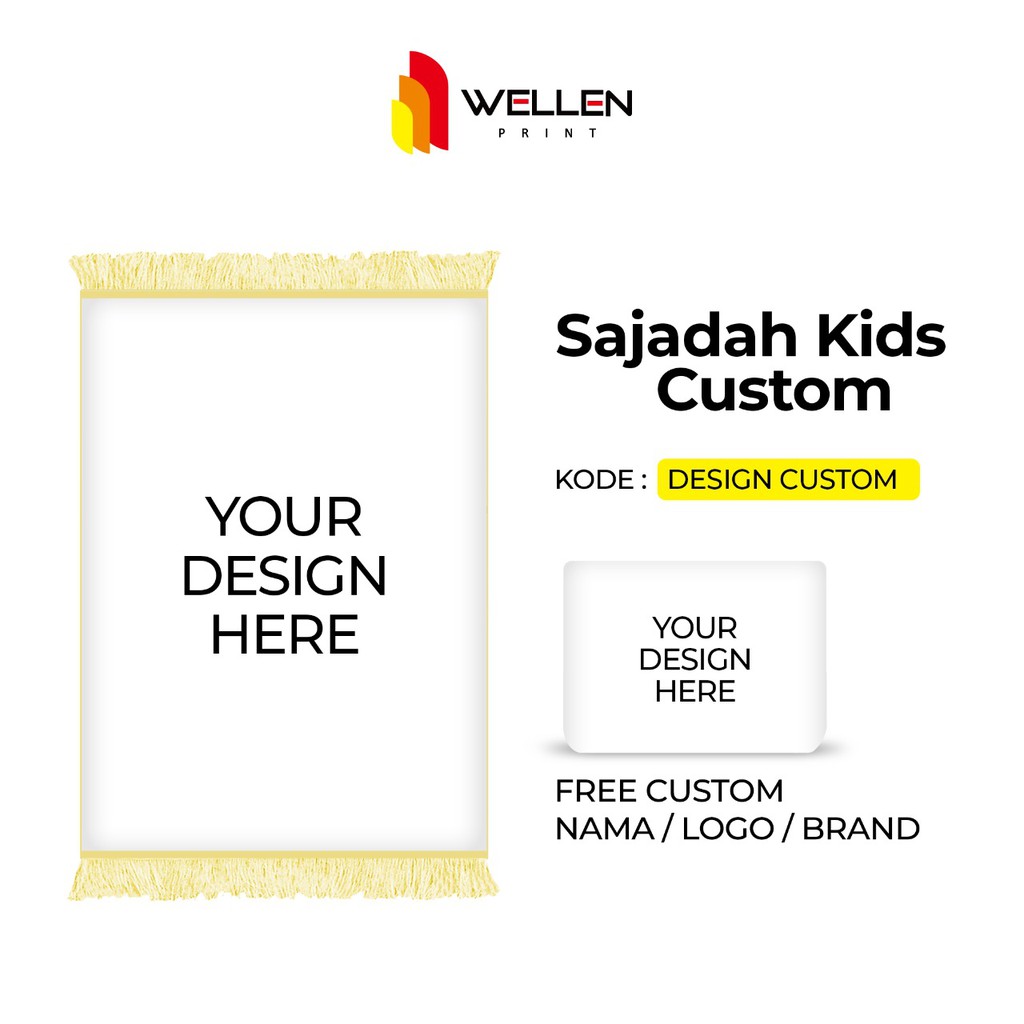 WELLEN PRINT - Sajadah custom print nama / cetak sajadah dan pouch ukuran kecil untuk anak-Custom Design