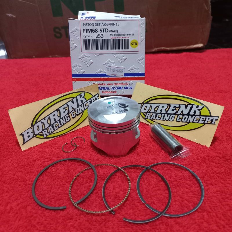 PISTON KIT SEHER SET FIM 68 KAZE PIN 13 UKURAN STD 50 100 150 200 - BOYRENK