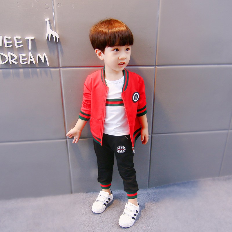 CHUBBI 33 Setelan Set 3pcs Anak Laki Tshirt Jaket Bergaris