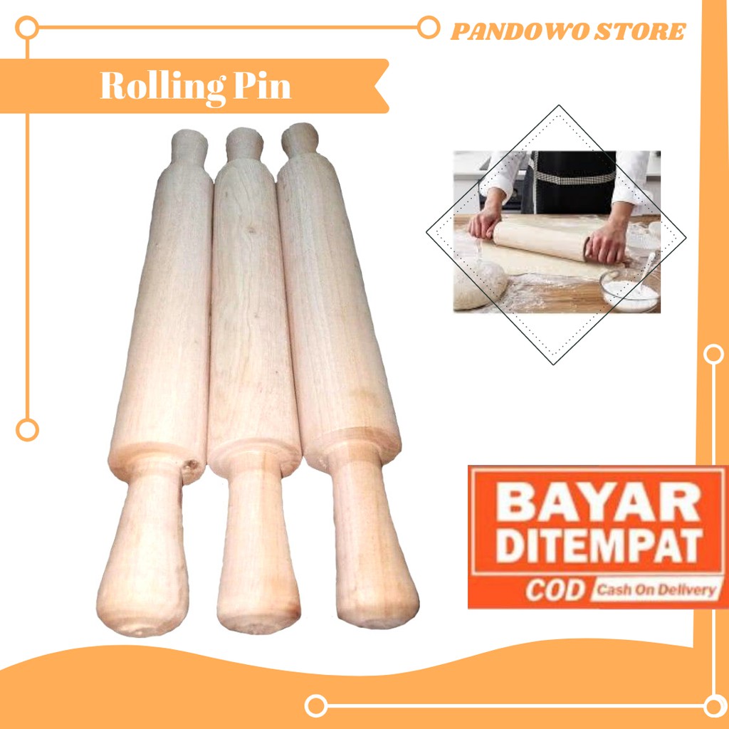 [Bisa COD] Promo Rolling Pin/ Penggiling Kue/ Adonan Kayu 40cm 100% Handmade Ngawi