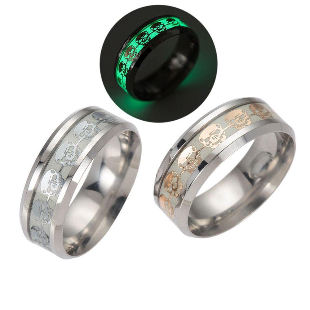 Lily Cincin Band Bercahaya Baru Glow In The Dark Halloween Stainless Steel