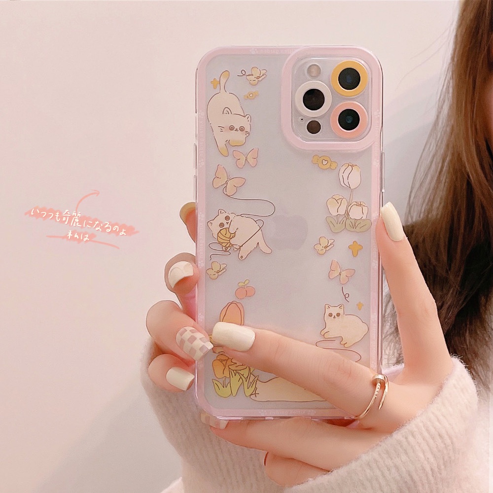 IPHONE Casing Soft Phone Transparan Kucing Lucu Untuk Iphone14 13 12 Mini 11 Pro Max X Xs Xr 87 Plus SE 2020