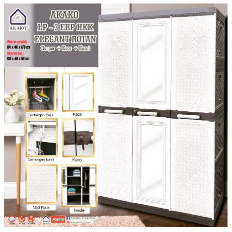 Lemari Gantung Plastik Kaca kunci Jumbo Warna Putih