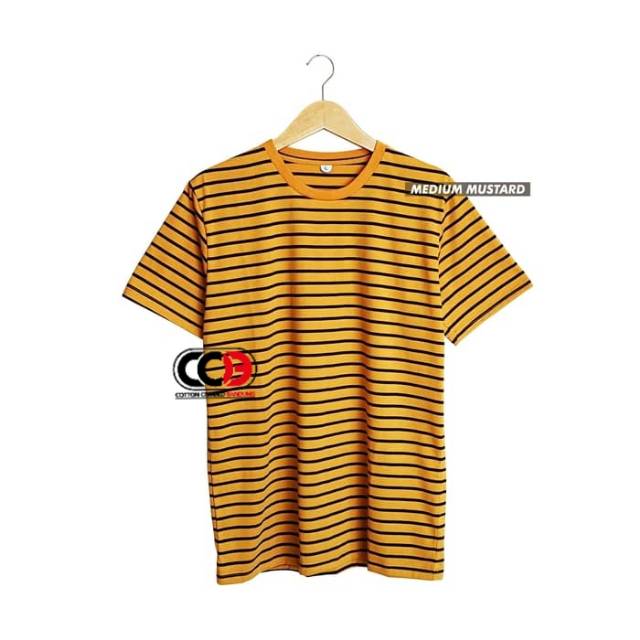  kaos  polos  stripe medium mustard Shopee  Indonesia