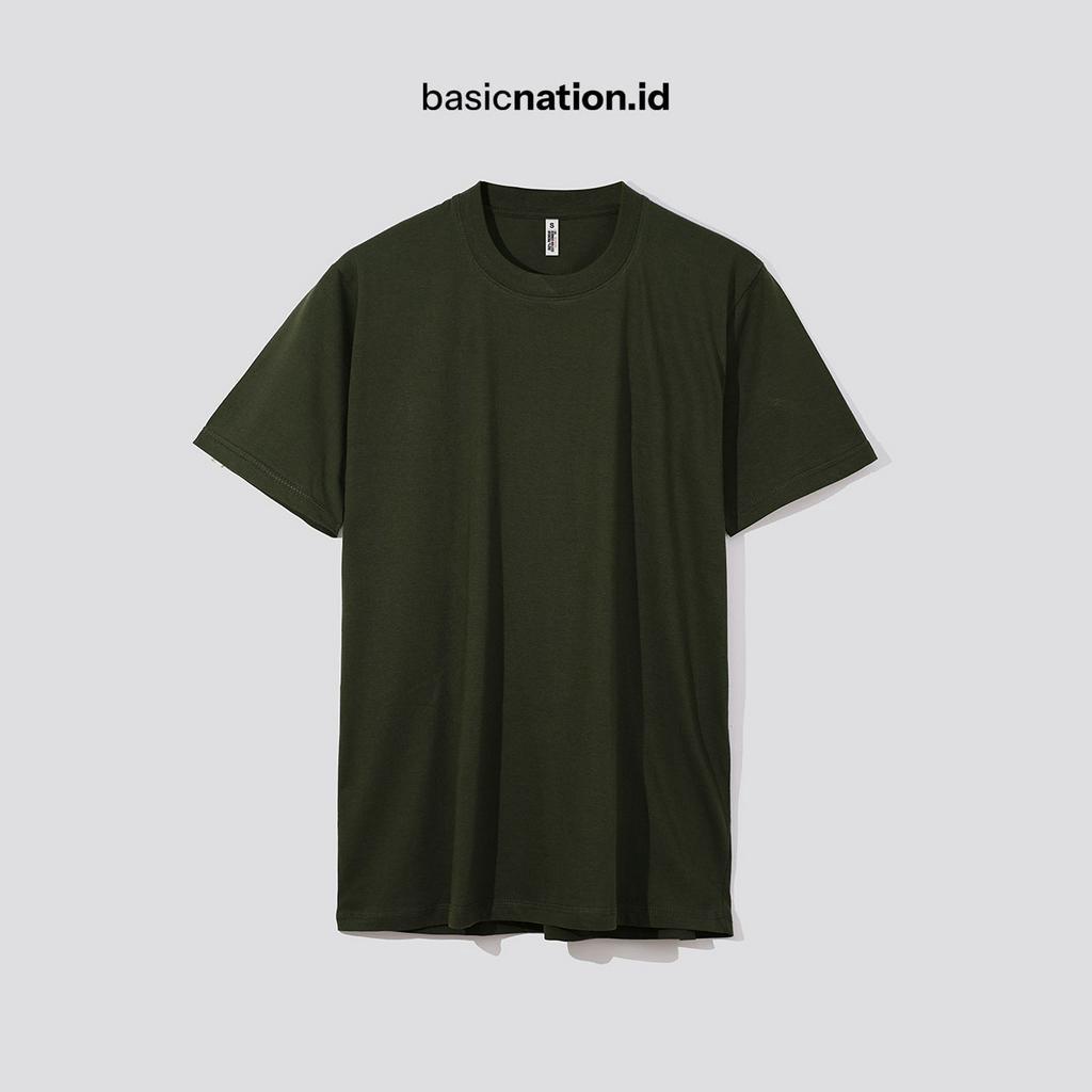BASICNATION Kaos Hijau Army Polos Premium Cotton Combed 30s | Atasan Basic Hijau Army | Tshirt Unise