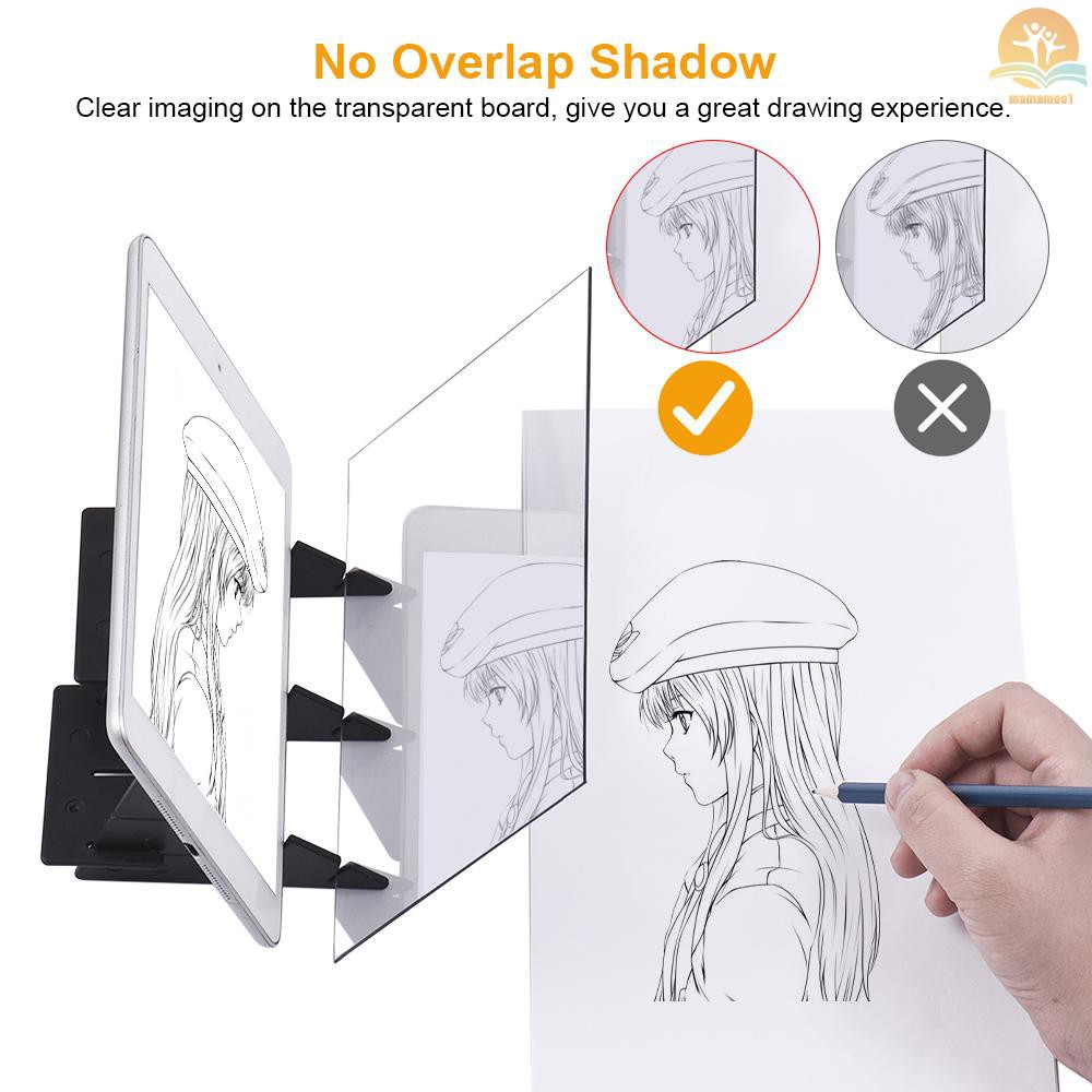 M^M COD Optical Drawing Tracing Board Portable Sketching Painting Tool Animation Copy Pad No Overlap Shadow Mirror Image Reflection Projector Zero-based Toy for Children Students Adults Artists Beginners