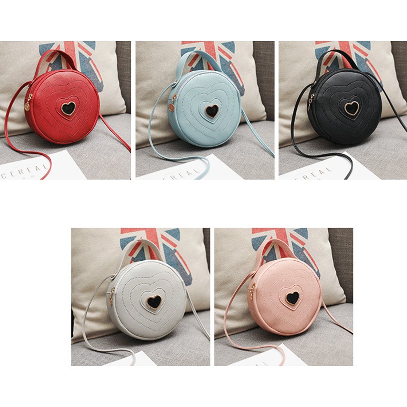 DEJI - Tas Selempang Bulat Love / Slingbag / TasSlempang / Tas Wanita / Import Batam