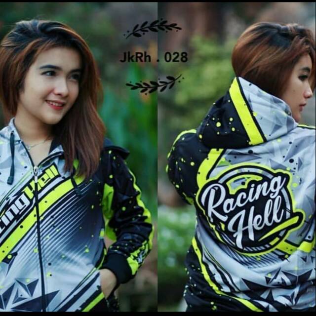 Jaket RACING HELL Printing Hijau Stabilo Abu Prisma