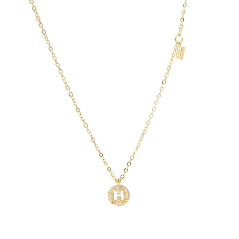 Gentle H Letter Necklace Korean Version of The Clavicle Chain  Female Light Luxury Niche Niche Design Necklace Ins Simple