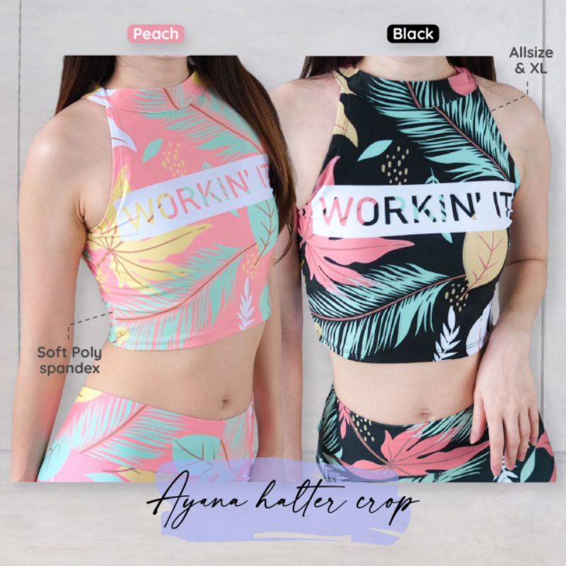 AYANA HALTER CROP ATASAN BAJU SENAM ZUMBA AEROBIC FITNESS IMPORT