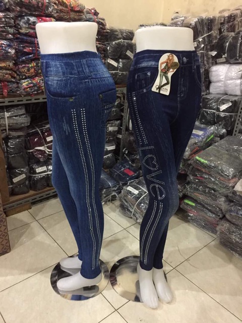 BARU!!! LEGGING JEANS MOTEK LIST VARIASI TULISAN LEGGING JEANS WANITA LEGGING DEWASA MURAHi