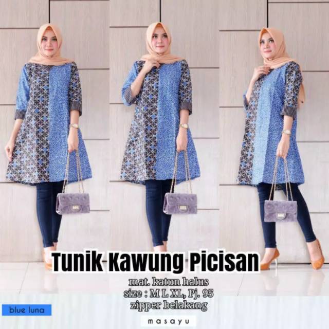 Tunik kerja murah halus wanita kekinian baju atasan cewek remaja kawung picisan cantik elegan trendy seragam dress batik murah kondangan kece cewe sekolah kuliah pesta kekinian kasual terbaru