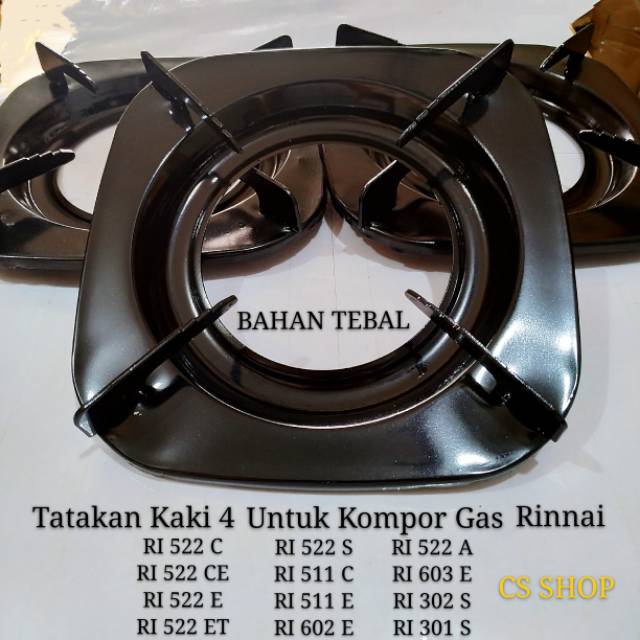 Tatakan kaki 4 untuk kompor gas Rinnai, RI 522C, RI 522 CE, RI 522 E, RI 602 E, RI 522 S, DLL