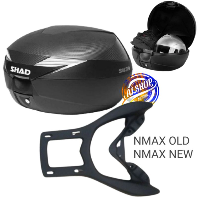 PAKETAN BOX SHAD SH39 SH 39 CARBON + BREKET BOX NMAX 155 NEW NMAX OLD