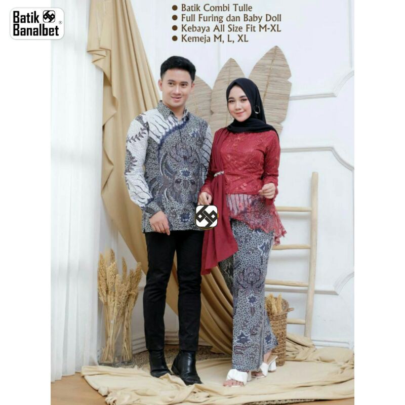 (BISA CEWEK SAJA) BAJU KEBAYA BROKAT TILLE COPLE BATIK COUPLE KONDANGAN COUPLE PESTA BAJU GRADUATION