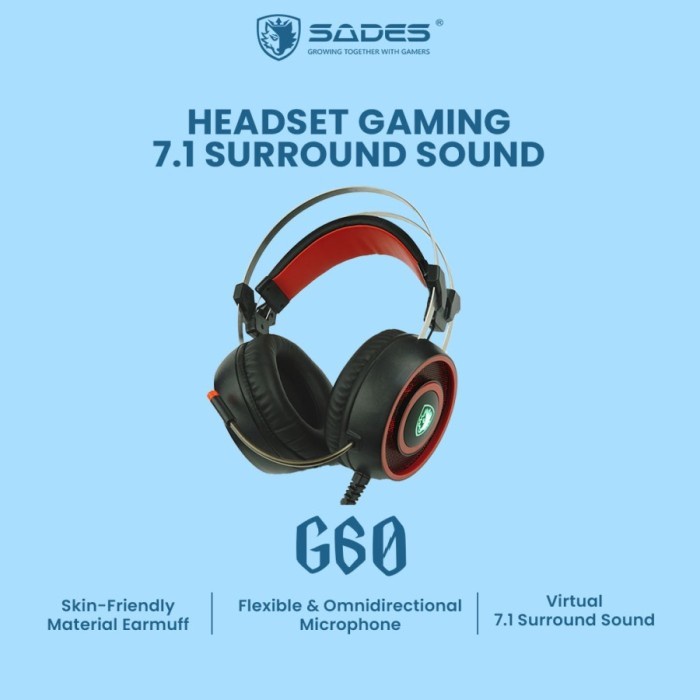 Headphone Sades Headset Gaming G60 7.1 Surround Sound