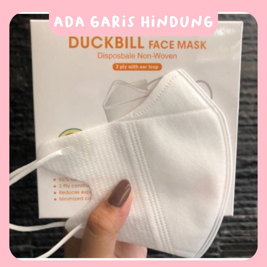 Masker Duckbill 3ply Earloop Garis 1 Box 10 pcs