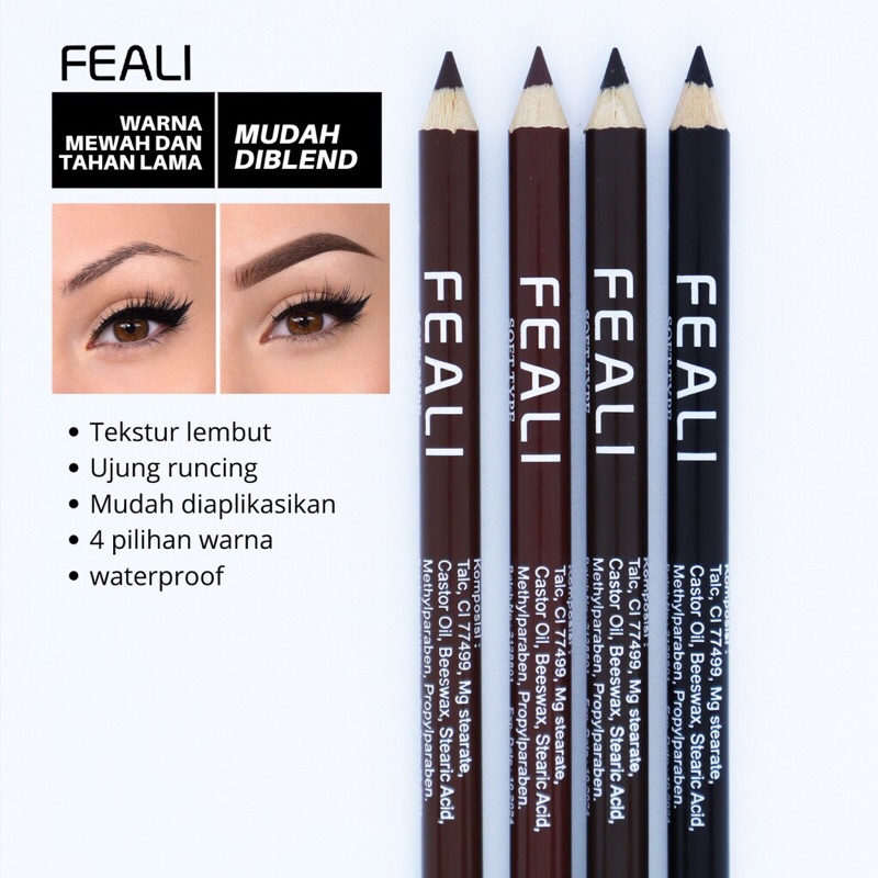 FEALI Pencil 2 IN 1 Pensil Alis dengan Spoolie dan Serutan / Celak / Eyebrow