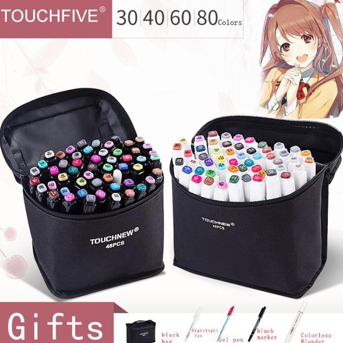 

Terbaru TouchFive Marker 80 Color / Twin Marker Brush Pen Art Copic 80 Warna