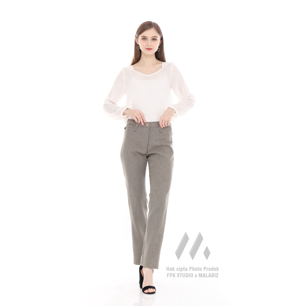 LEON - Celana Kantor Wanita Bahan Standar Jas Kantor Formal Model Semi Cutbray Celana Kantor, Celana Bahan Celana Kerja Celana Dasar Celana kain Celana Hitam Celana Formal Wanita Slim fit Slimfit Semicutbray Bahan Melar Malabiz,