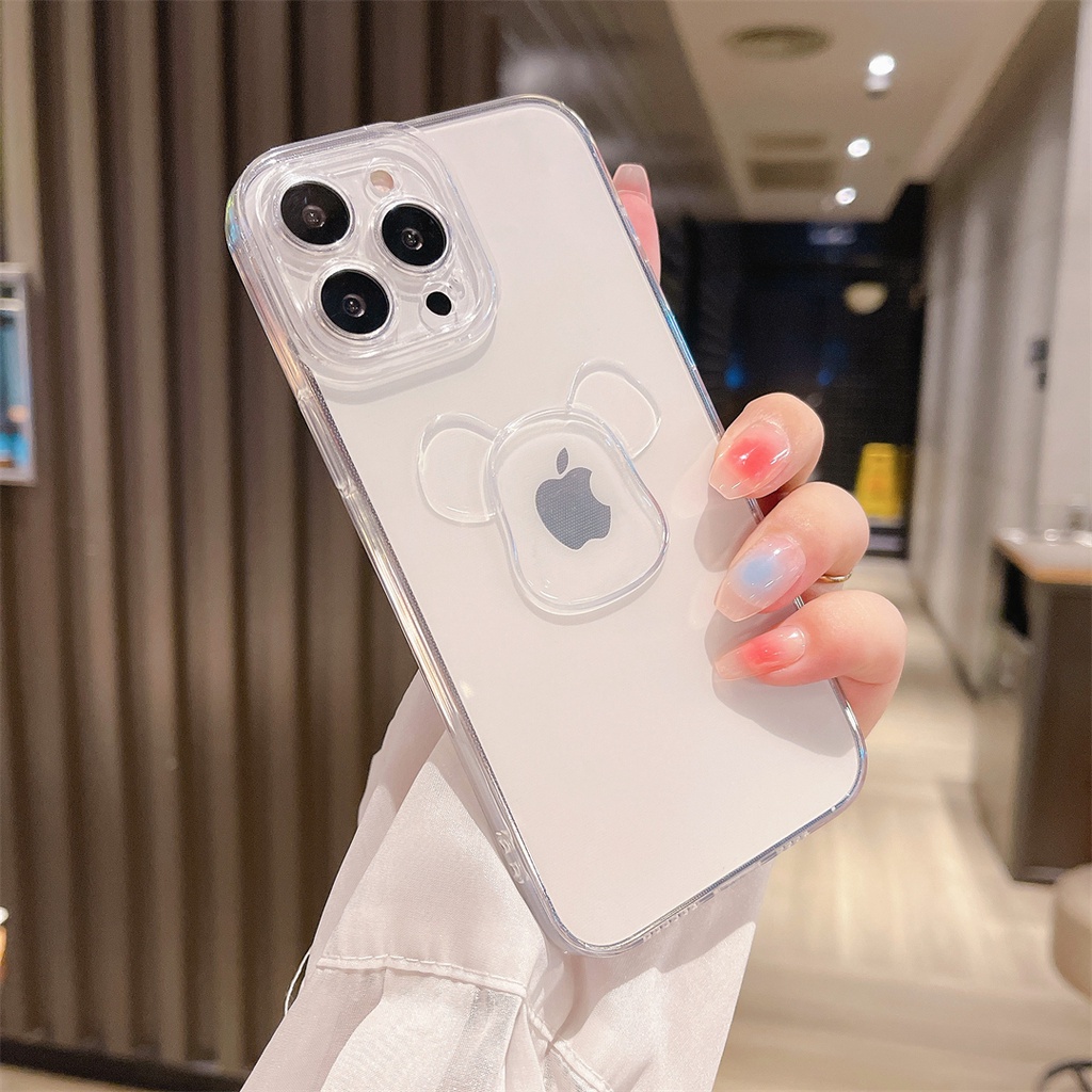 Soft case Transparan Motif Beruang Untuk iphone 11 13 12 pro max Xs max XR 7 8 plus se2020